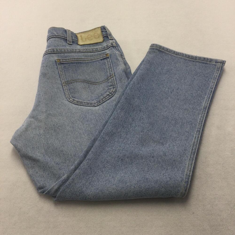 Lee Jeans Mens 36x30 Blue Light Wash Regular Fit Straight Leg Denim Zip Fly